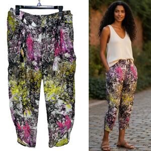Anthropologie Silk Cropped Pants Colorful Leifsdottir Pocket Bow Trousers